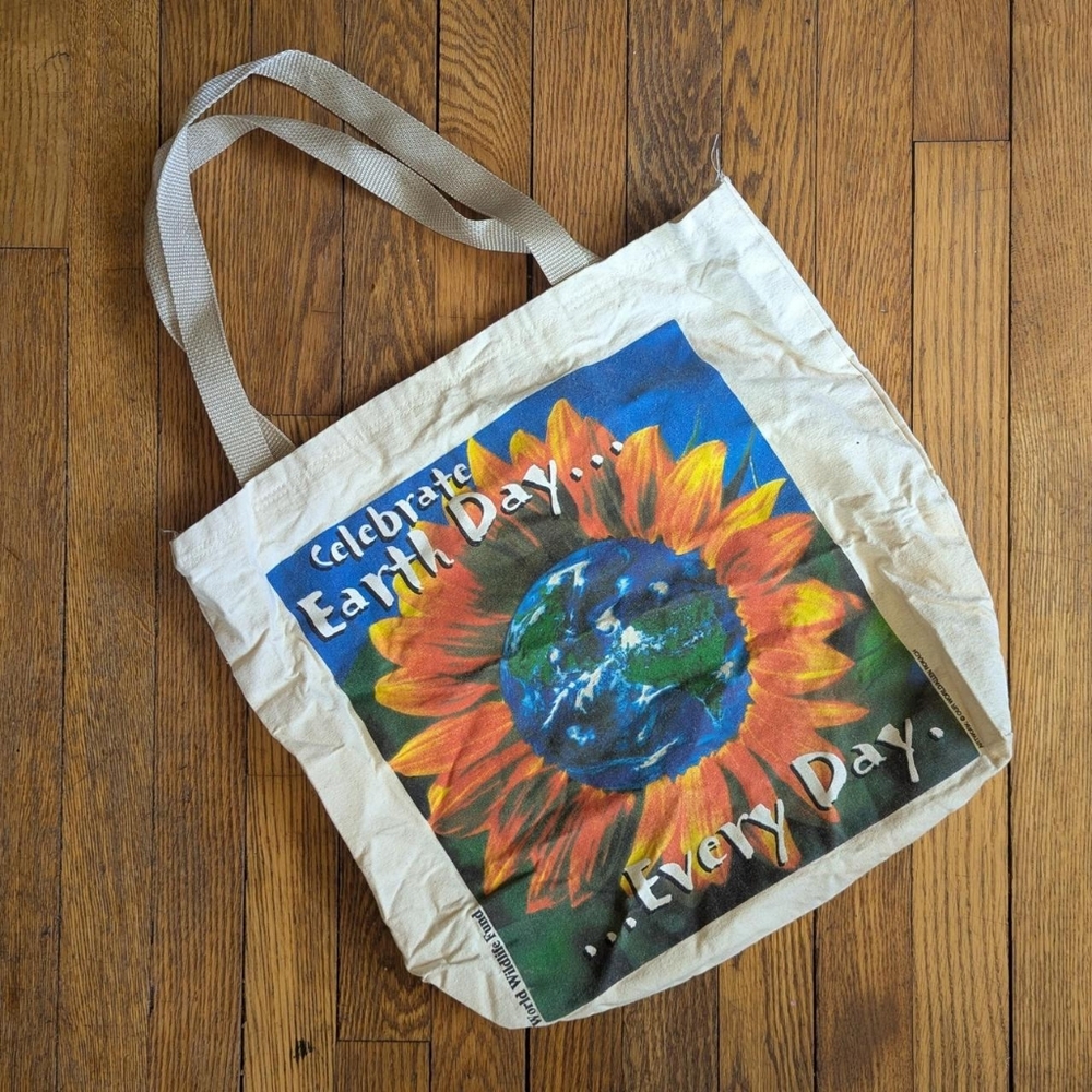 Vintage 90's WWF World Wildlife Fund Earth Day Tote Bag